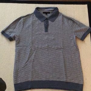 Banana polo knit blue gray textured